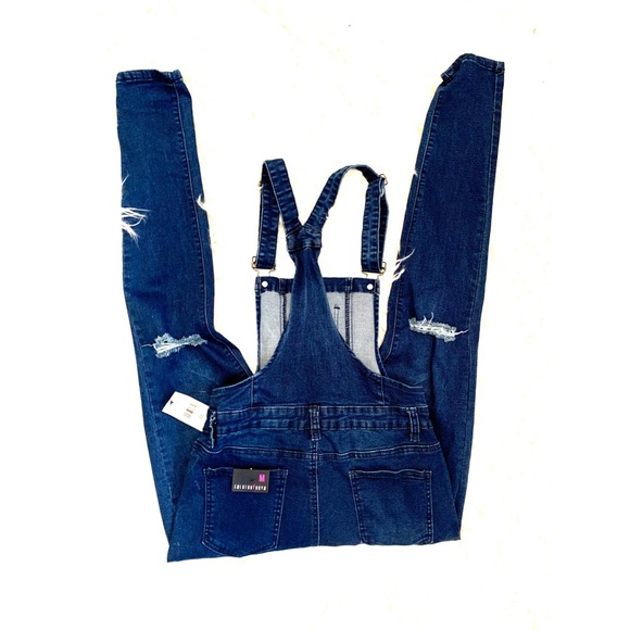 NWT Denim Overalls with Distressed Knees - Picture 6 of 6